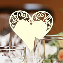 Cartão romântico do vidro de vinho do laser da forma do coração para o partido